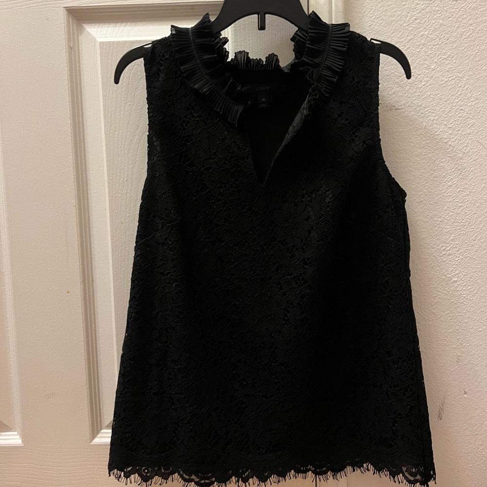 J Crew Mock Neck Lace Top